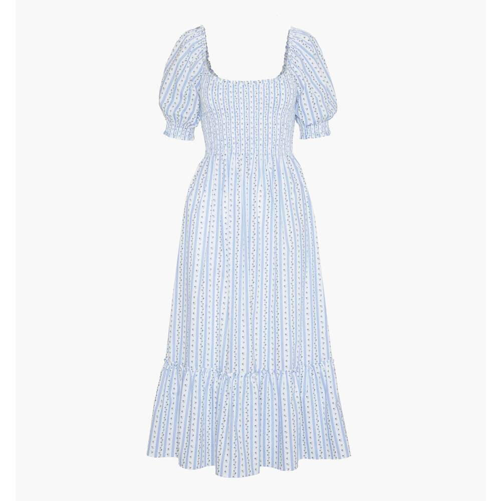 Hill House Home The Louisa Nap Dress - Blue Petal Stripe Size LBlue Petal Stripe
